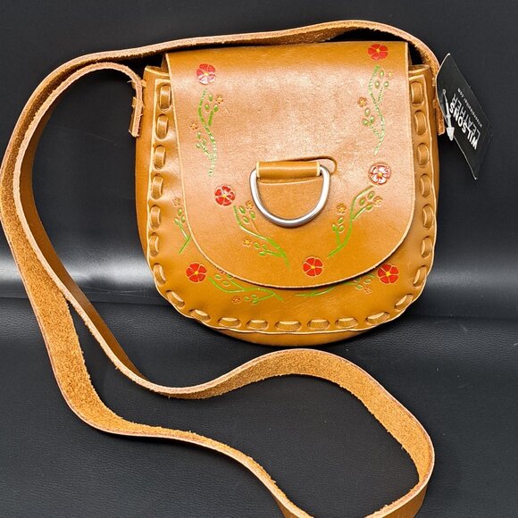 Wilsons Leather Handbags - Wilsons Leather Tan Crossbody Bag with Floral Design
